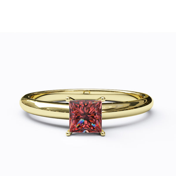 Solitaire Gold Engagement with 0.35ct Princess Cut Ruby - 01SG03R